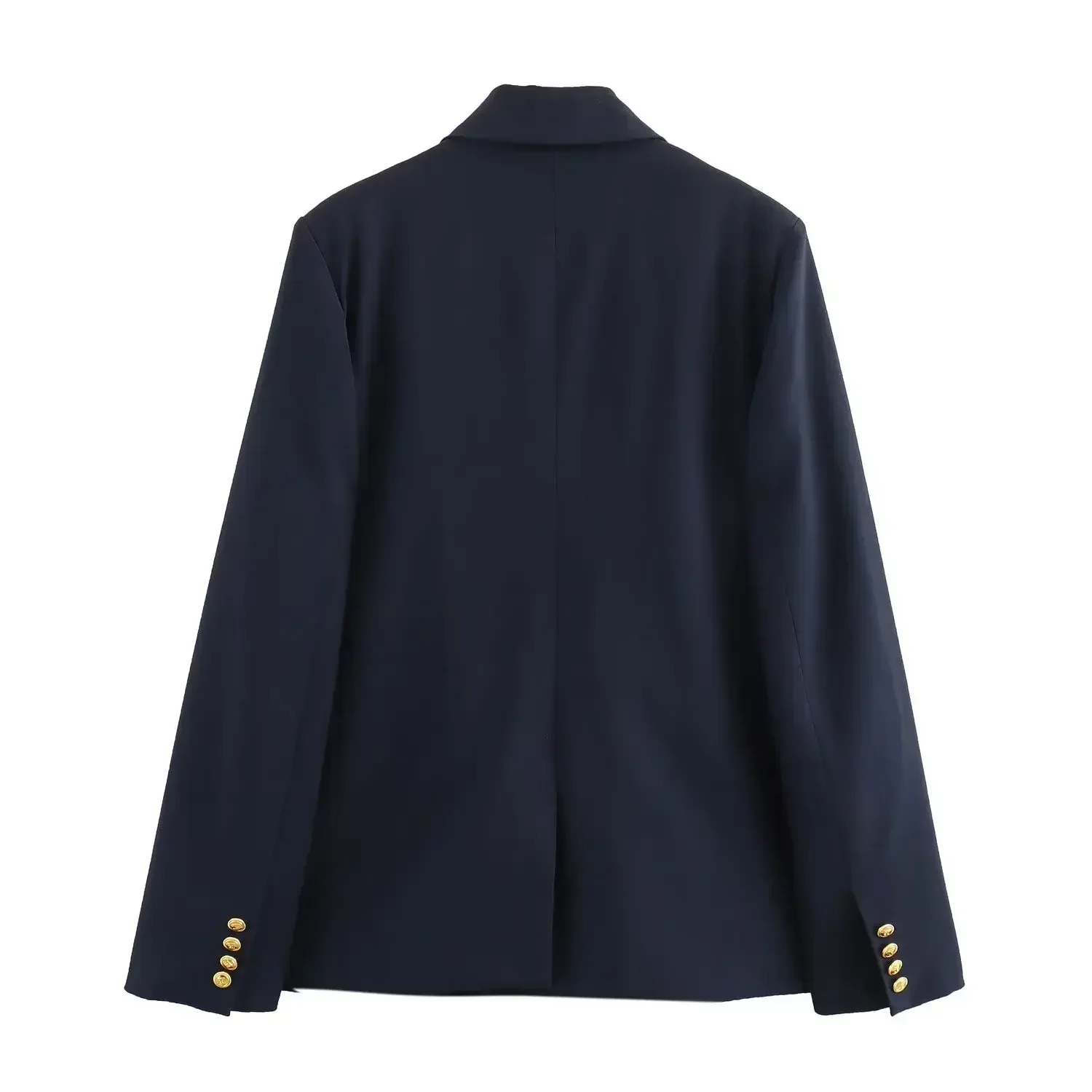 Ladies' new fashion flip decoration slim fit casual double breasted suit jacket retro long sleeved coat women's jacket chic top