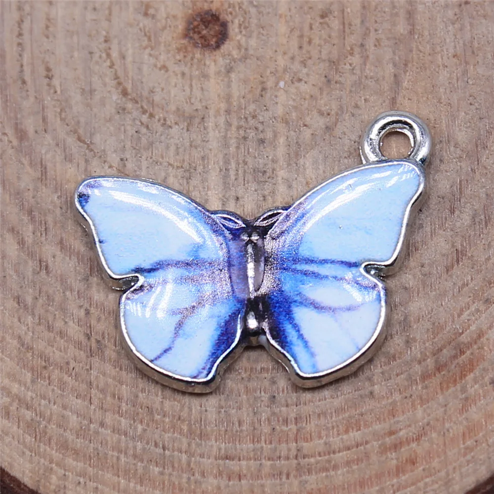 

20pcs 19x15mm(0.75x0.59inch) Rhodium Color Butterfly Charms Pendants DIY Jewelry Making Accessories