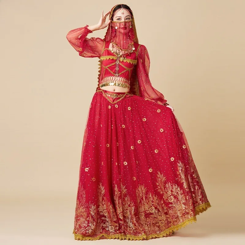 Customized Halloween Cosplay Costume Western Princess Belly Dance Costumes Big Dress Exotic Performance Clothes Set 2-7Pcs