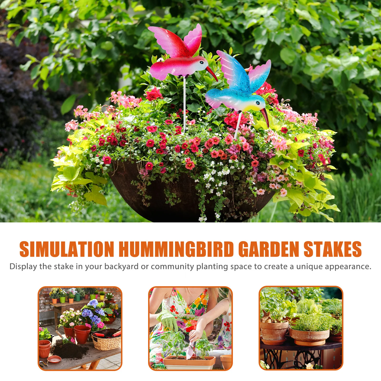 

4Pcs Hummingbird Garden Stakes Iron Art Durable Lawn Decoration Metal Ornamental Yard Stake Decor Outdoor Hummingbird Sculpture