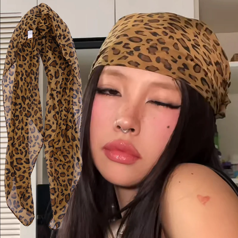 Retro Leopard Headscarf Women Girl Y2K High Quality Comfortable Fashion Headscarf Warm Versatile Party Scarf Exquisite Accessory