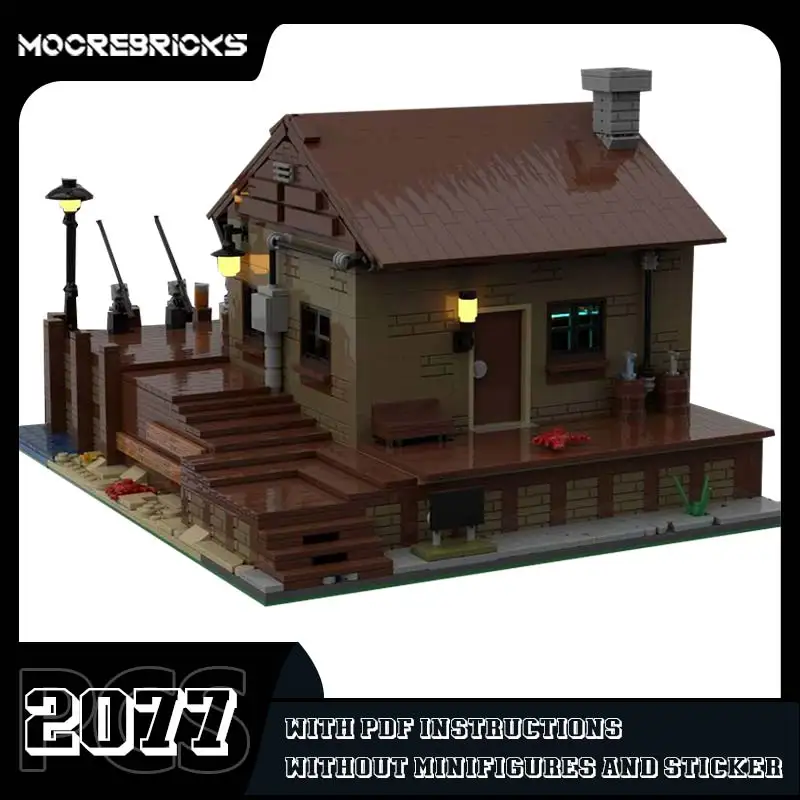 DIY kreatywna architektura seria modeli dom z molo wędkarskiego MOC Mini klocki zestawy komponentów zabawki dla dzieci cegły