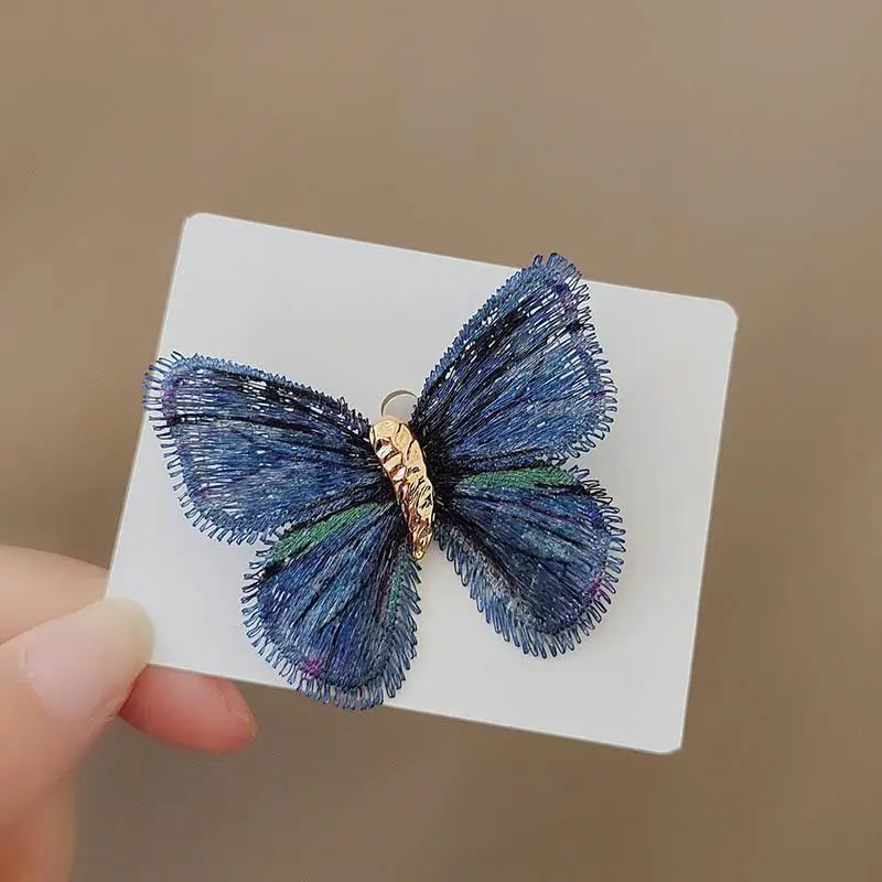 For Women Unisex Exquisite Clothing Bag Accessories Pins Jewelry Gradient Embroidered Butterfly Chest Flower Vintage Brooch