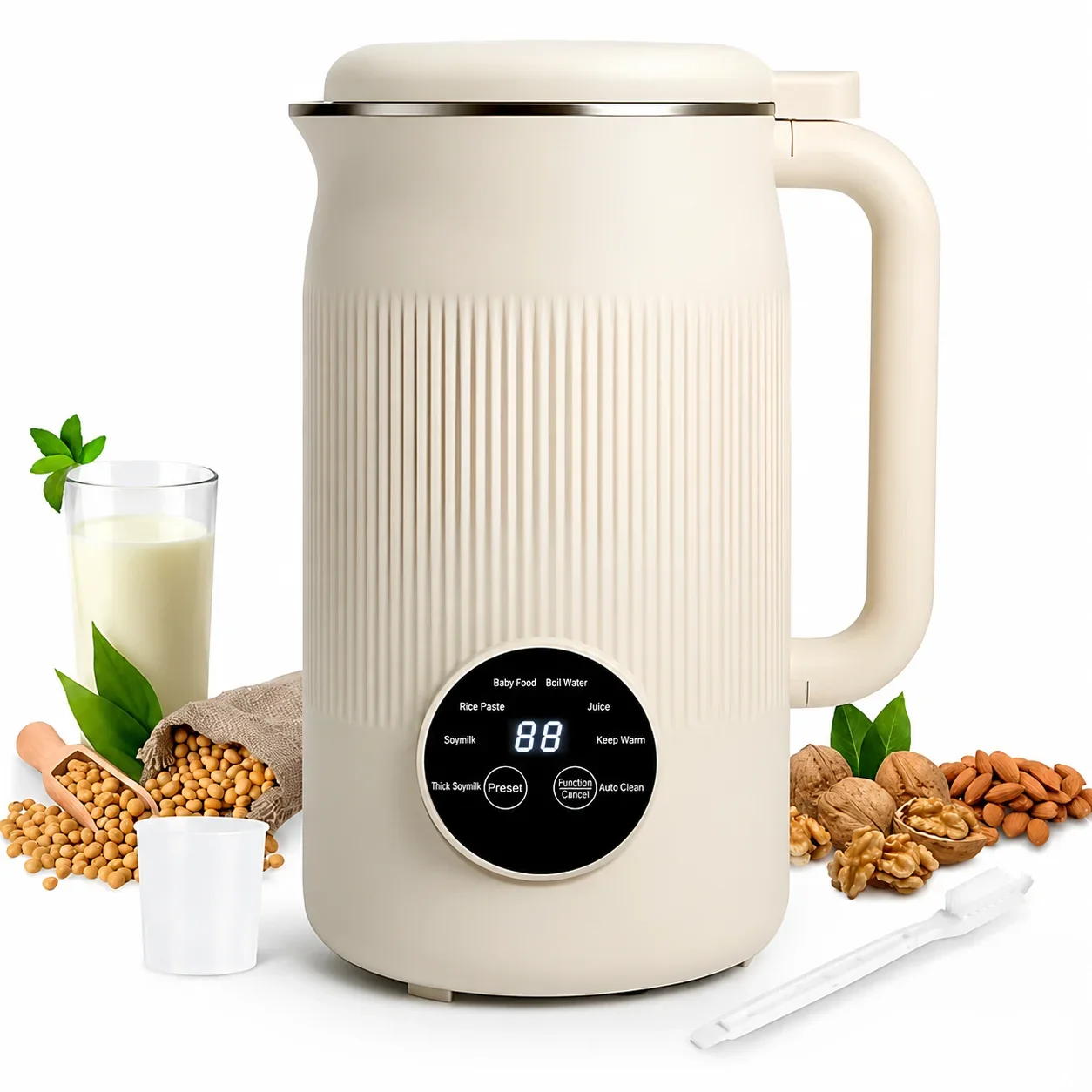 Upgraded Fully Automatic Soy Milk Machine LCD Touch Screen No-wash Milkshake Machine Household 1.2L Filter-free Soy Milk Machine