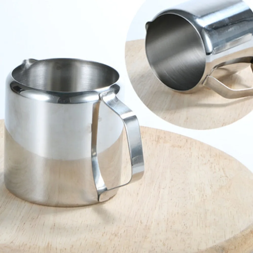 60ml Milk Frothing Cup Rustless Steel Pointed Pour Spout Coffee Pitcher Ergonomic Integrated Handle Polished Inner Wall