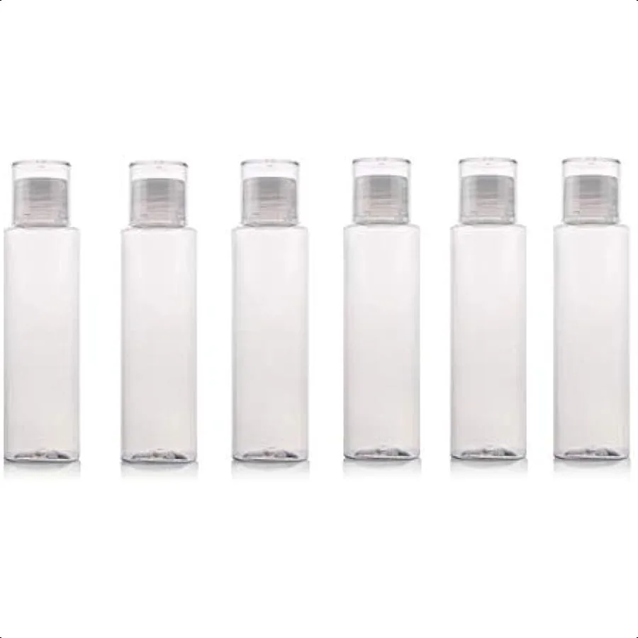 

6Pcs 100ml 3.4oz Travel Bottles Set Cosmetic Containers with Orifice Reducer and Screw Lid Leak Proof Refillable Plastic Bottle