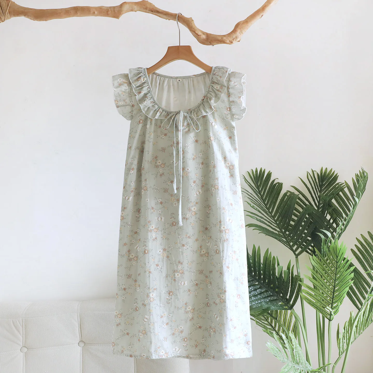 Summer Sleeveless Pajamas Dress Gauze Cotton Women's Nightgowns Thin Night Dress Sleepwear Female Floral Home Wear 2026 New 4
