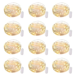 12 Pack Led Fairy Lights Battery Operated String Lights Waterproof Silver Wire 7 Feet 20 Led Firefly Starry Moon Lights for DIY