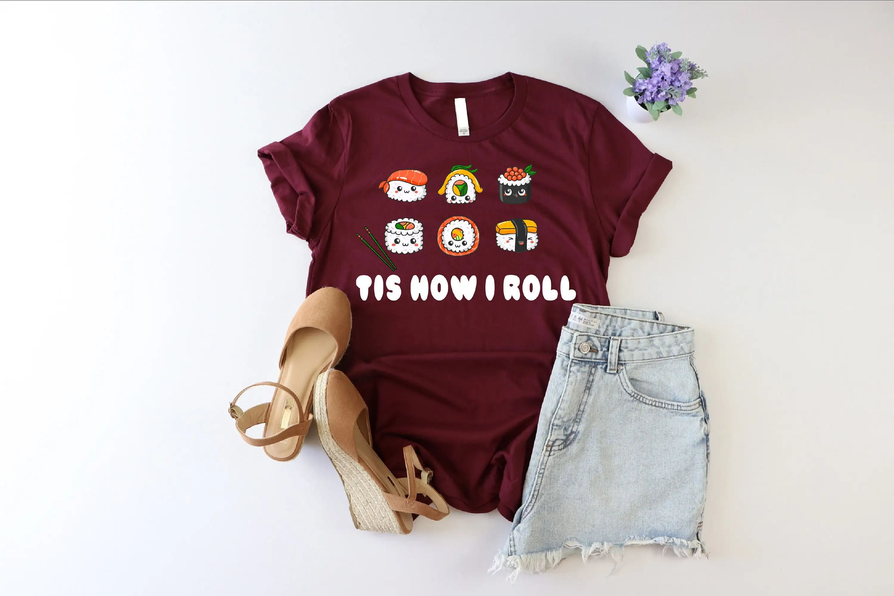 Tis How I Roll T Shirt Funny Sushi Japanese Foodie Sashimi For Lover Party Addict