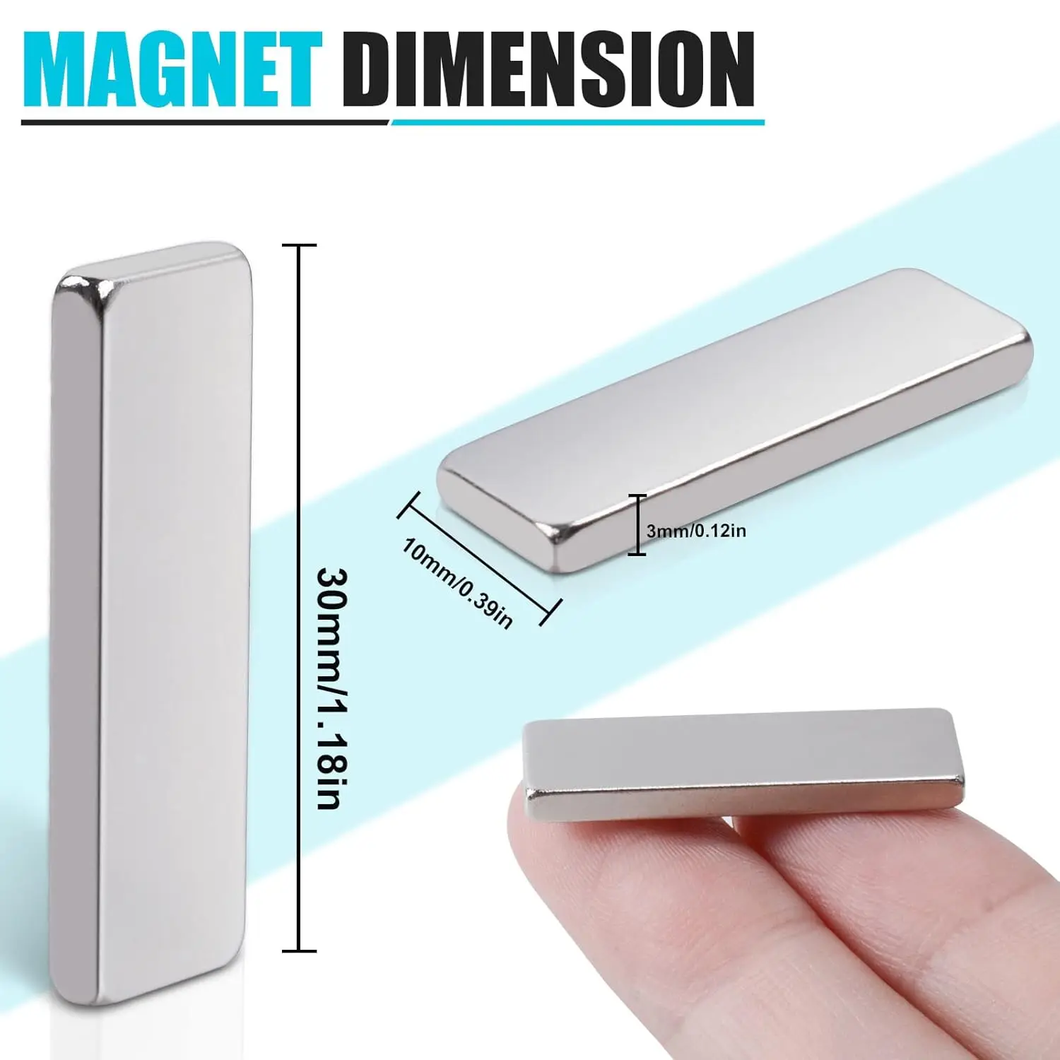 Strong Rare Earth Neodymium Magnets, Heavy Duty Bar Magnets with Double-Sided Adhesive, Powerful Pull Force, Perfect for Fridge,