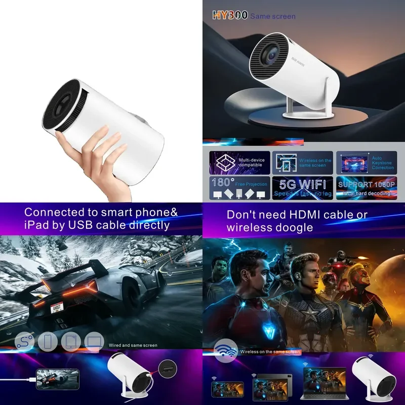 2023 latest high definition 4k wireless projector 1080 DLP smart mirror screen latest Android Mini Light Emitting Diode Wifi