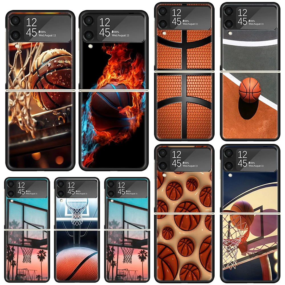 Basketball Basket Play Phone Case For Samsung Galaxy Z Flip Zflip 6 Flip6 5 Flip5 4 Flip4 3 Flip3 5G Art Fundas Black Cover