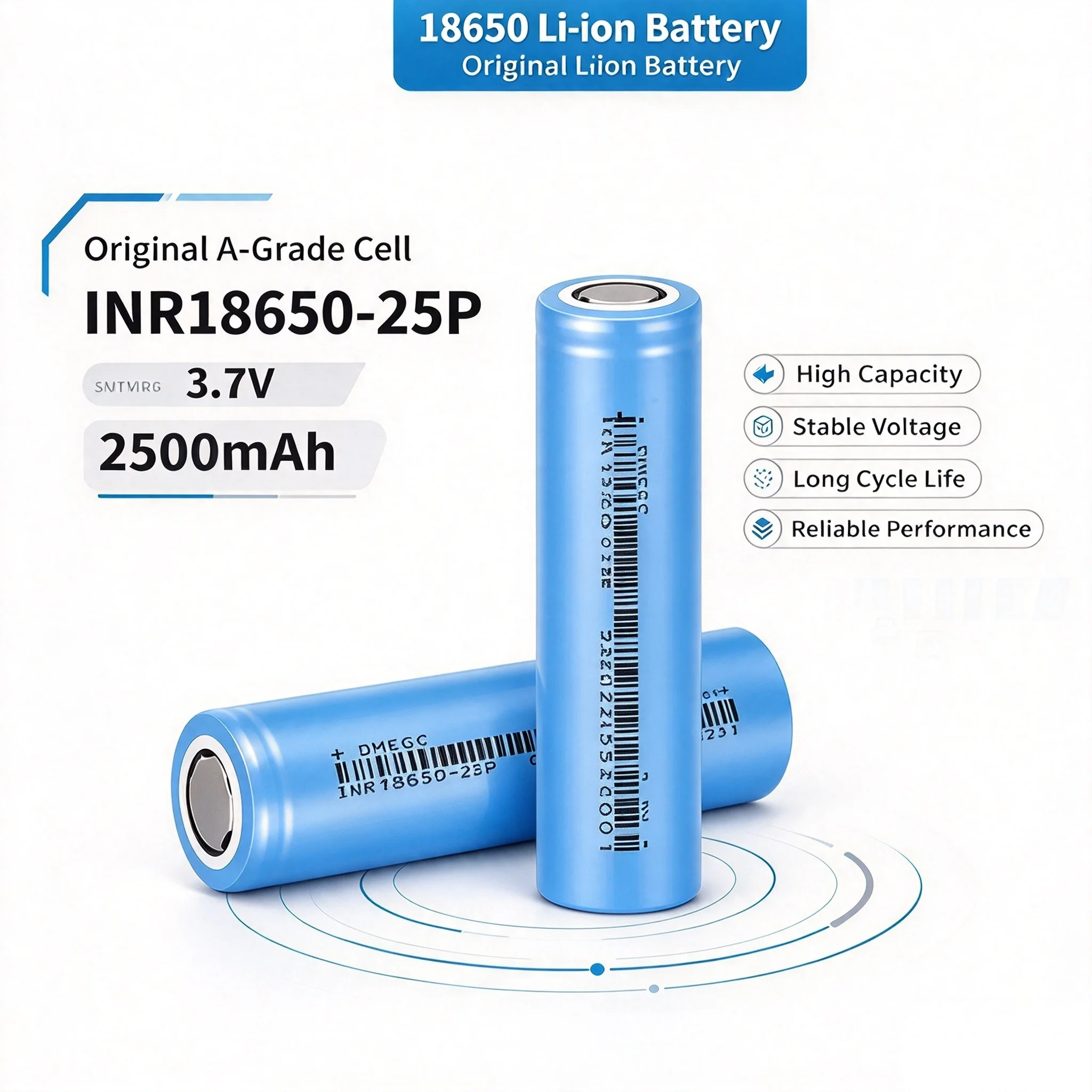 18650 Rechargeable Battery 3.7V 2500mAh High Capacity Long Life Safe & Reliable for Flashlight Camera Toys Remote Control