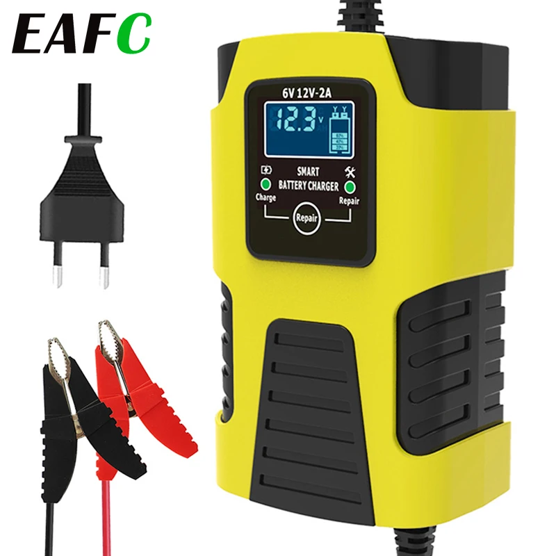 2A 6V /12V Automatic Car Battery Charger Lead-Acid GEL AGM Wet Calcium Deep Cycle VRLA Pulse Repair with LCD Display