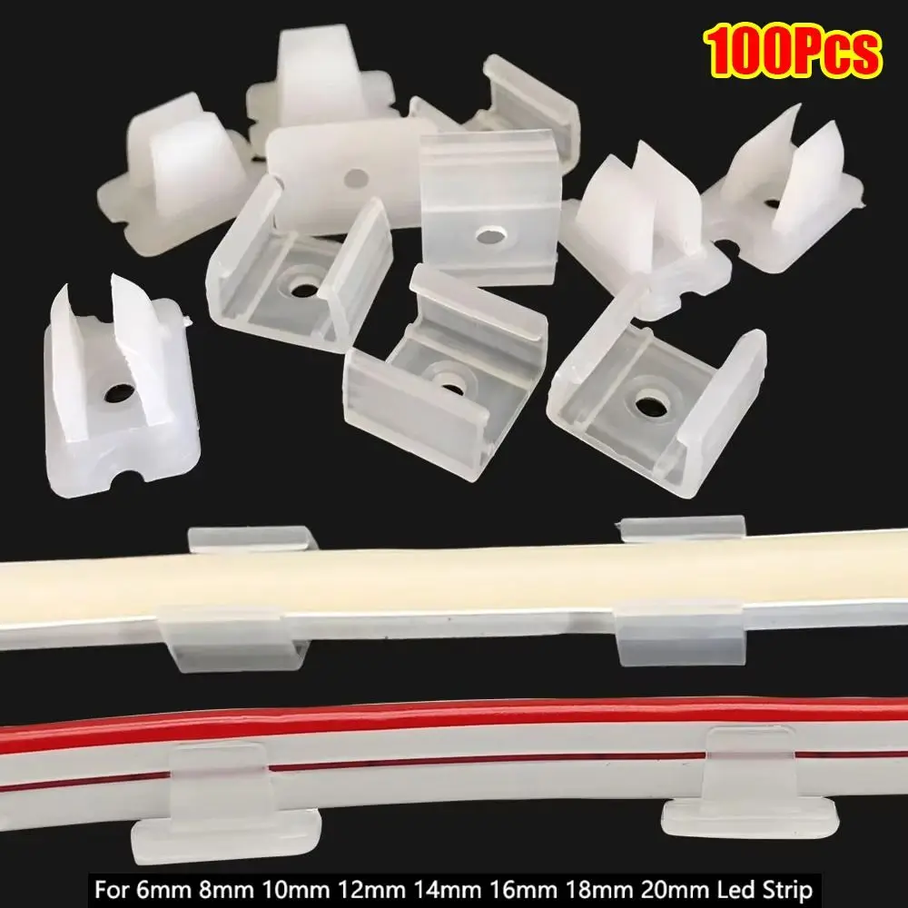 100Pcs 220V Flexible COB LED Strip Fixed Clips Plastic 8-20mm Light Mounting Buckle 5050/5730/2835 Lamp Holder Fitting