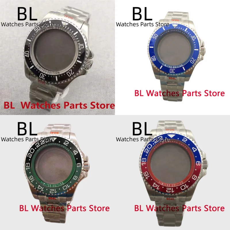 

BLIGER 43mm Sapphire Glass Watch Case With Letters Chapter Ring Fit NH34 NH35 NH36 ETA2824 PT5000 MIYOTA Watch Parts Steel Band