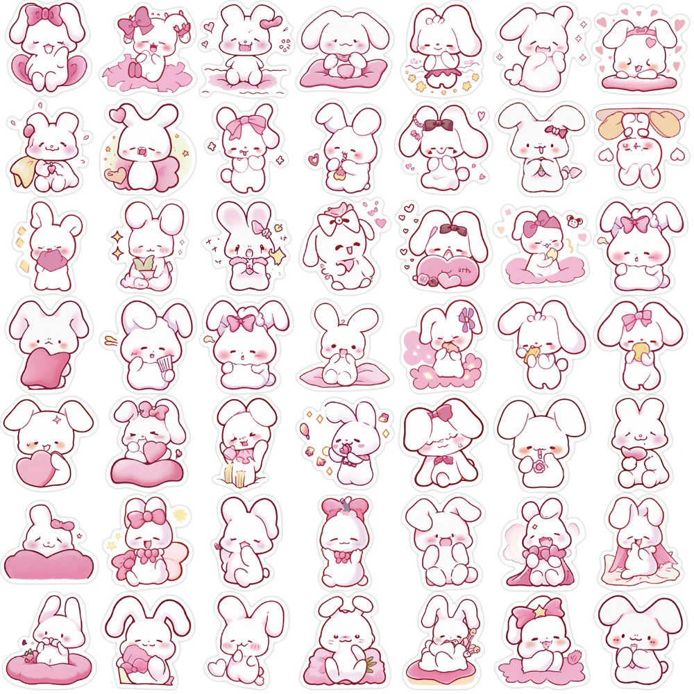 10/30/50 Stuks Kawaii Roze Konijn Stickers Decoratie Decals Diy Laptop Notebook Telefoon Bagage Auto Gitaar Kids Cartoon Sticker Speelgoed