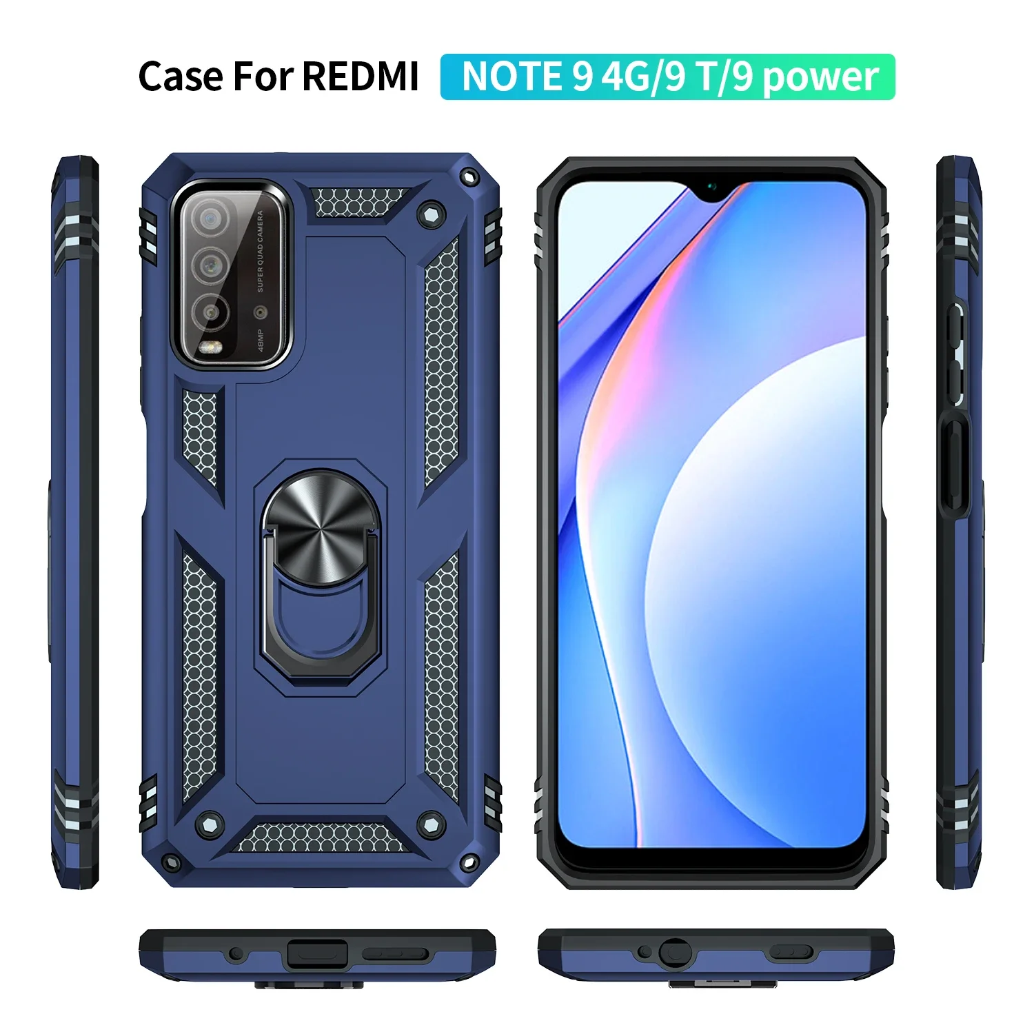 Shockproof Cover For Redmi Note 9 4G M2010J19SC Case Redmi 9T Finger Ring Holder Phone Case For Redmi 9T 9 Power Poco M3 Note9