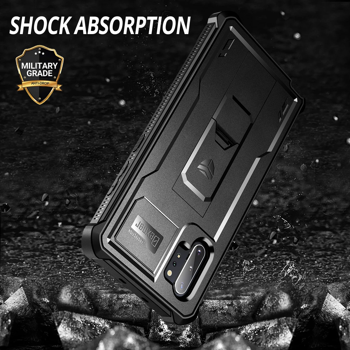 For Samsung Galaxy Note10 Plus Case Full Body Bumper Military Grade Armor Shockproof Holder Cover with Built in Screen Protector