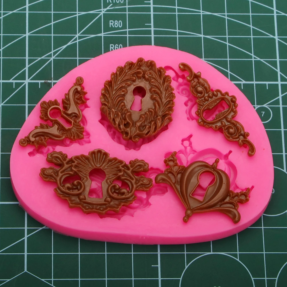 Antique Key /Lock/ Baroque Key Steampunk Gears Silicone Mold / Machine Gears Fondant Mold / Resin / Cake Decorating / Candy Mold