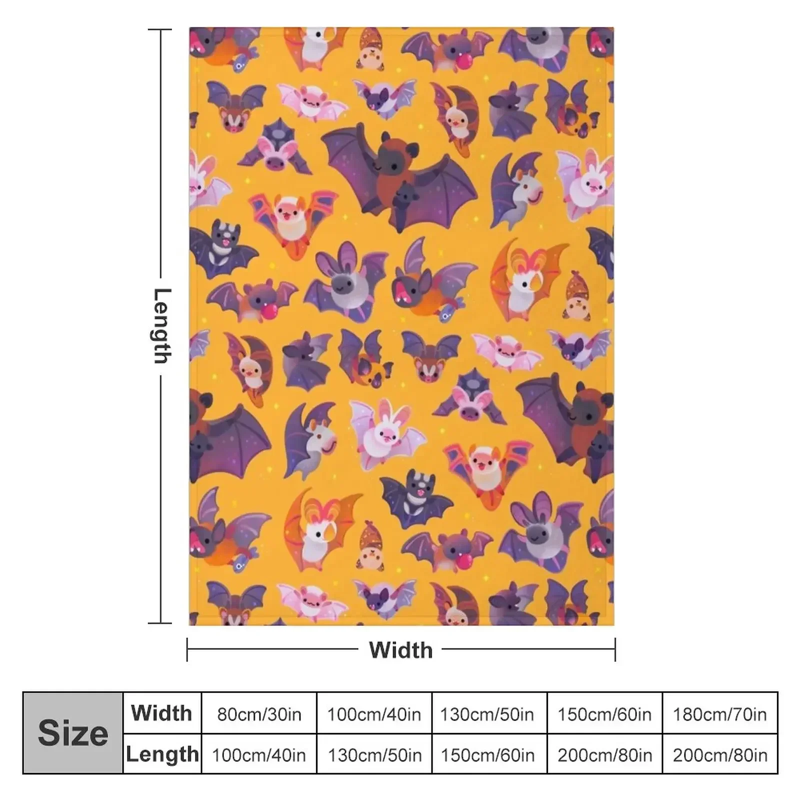 Bat - yellow Throw Blanket Flannels Thin valentine gift ideas Blankets