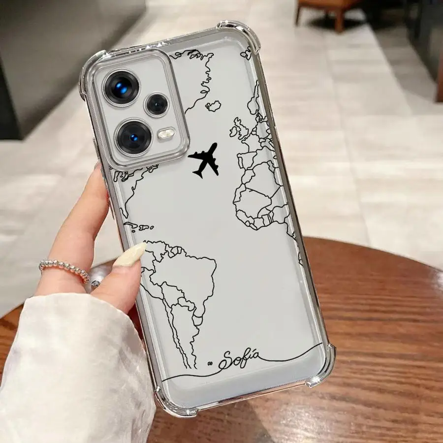 Custodia con mappa topografica per aereo Line per Redmi Note 14 Pro Plus 10 Lite 11s 11 12 13 9S 10s Cover per telefono