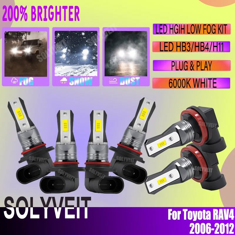 

9005/9006/H11 LED Car Light Bulb Kit 6000K Optimal Nighttime Visibility FOR Toyota RAV4 2006 2007 2008 2009 2010 2011 2012