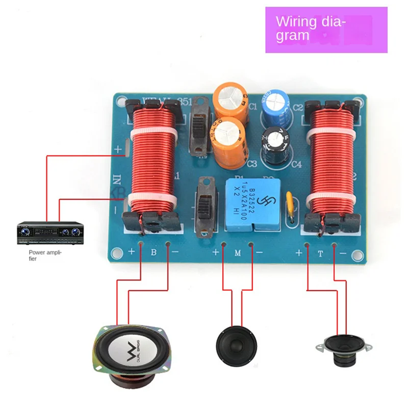 X62A_2Pcs 150W Altavoz de audio de 3 vías Crossover Treble Midrange Divisor de coche