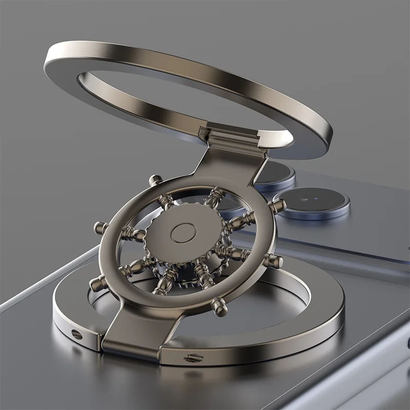 Dual-sided Magnetic Ship Rudder Fingertip Gyroscope Magnetic Bracket For MagSafe Dual-Axis Folding Decompression Phone Ring Buck