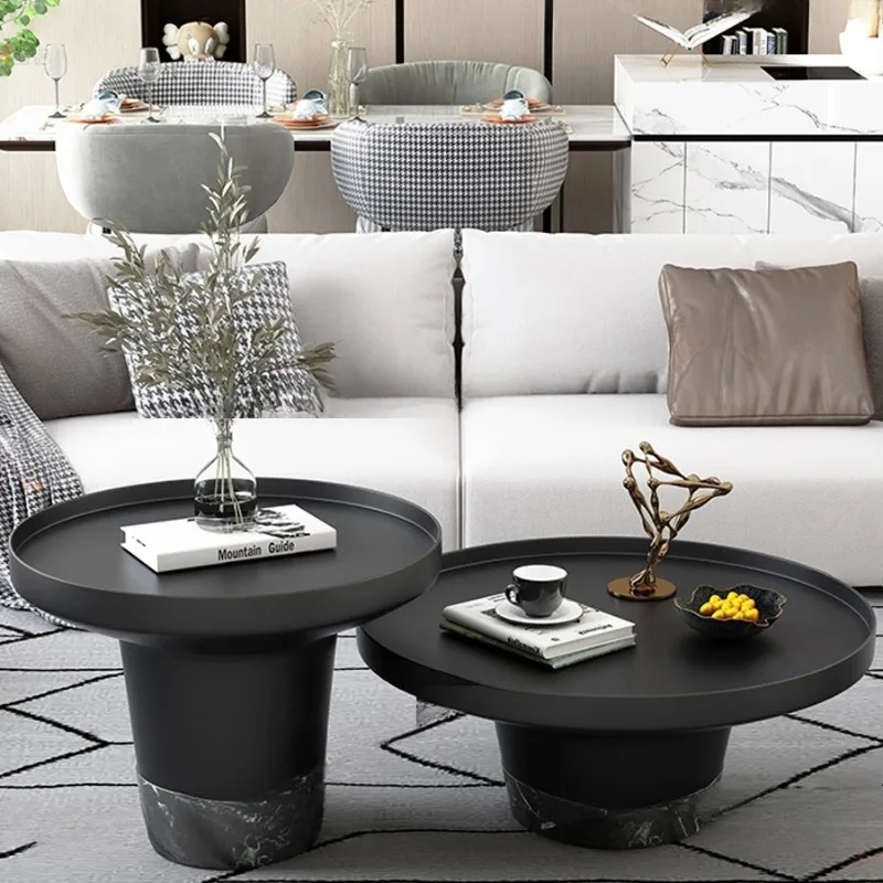 Nordic designer coffee table light luxury round marble simple modern creative edge corner few small apartment coffee table