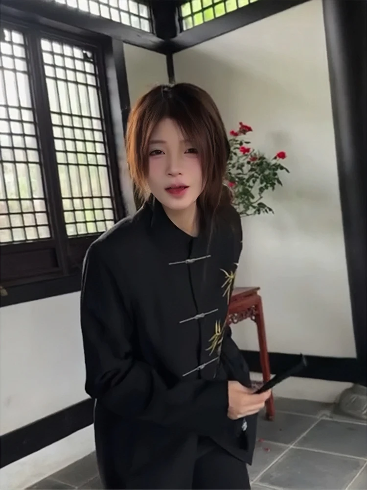 ชุดสูทปักลายไม้ไผ่สไตล์จีนแบบใหม่สำหรับผู้ชาย ปกตั้ง Zhongan Suit สไตล์ชาติพันธุ์แบบตะวันตก สำหรับฤดูใบไม้ร่วง
