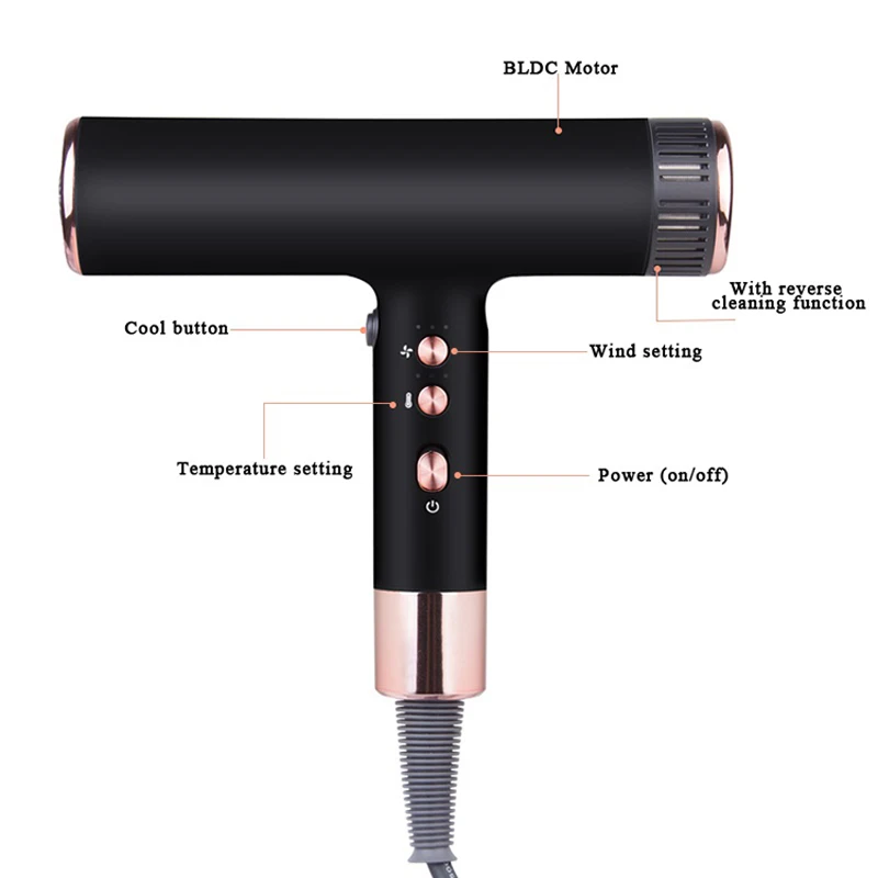 Professional Powerful Brushless Hair Dryer with BLDC Motor Hot Negative Ion Hairdryer