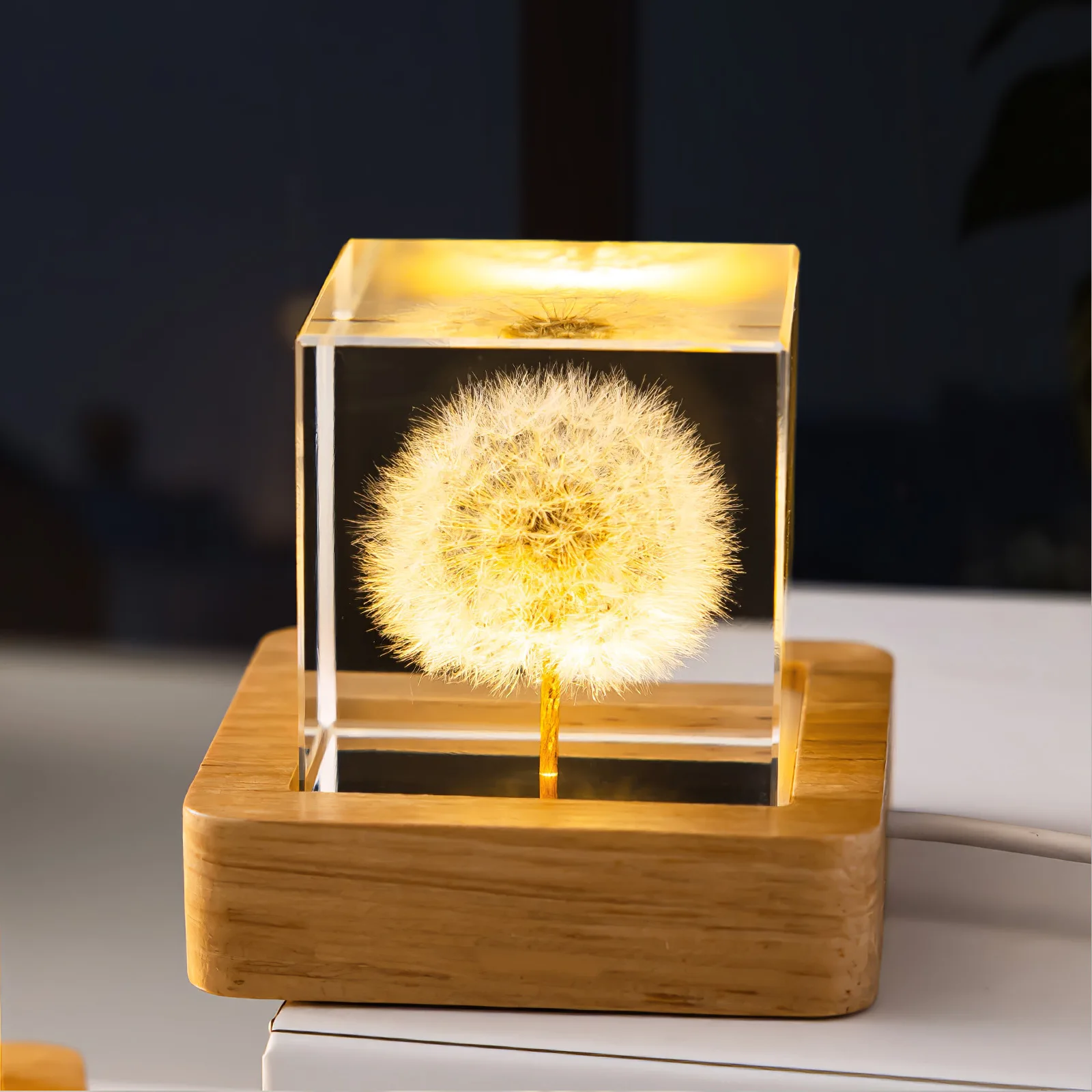 

Creative Dandelion Cube Craft Home Desktop Ornament Office Tabletop Decoration Unique Mothers Day Fathers Day Present