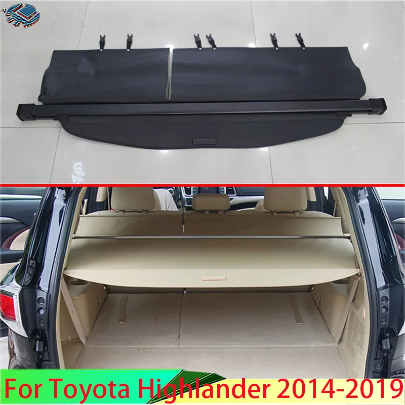 

For Toyota Highlander 2014-2019 Aluminum+Canvas Rear Cargo Cover privacy Trunk Screen Security Shield shade Accessories