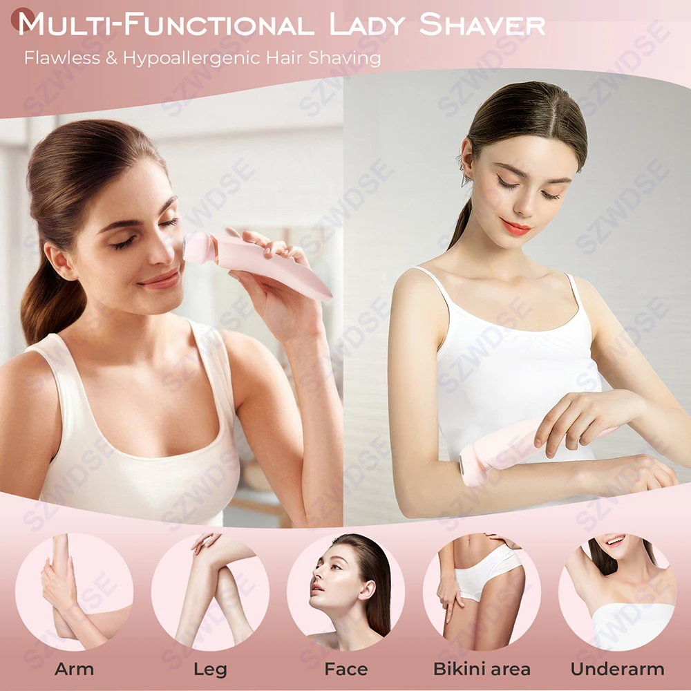 2 In 1 Electric Razors for Women Bikini Trimmer Face Shavers Hair Removal for Underarms Legs Ladies Body Trimmer IPX7 Waterproo