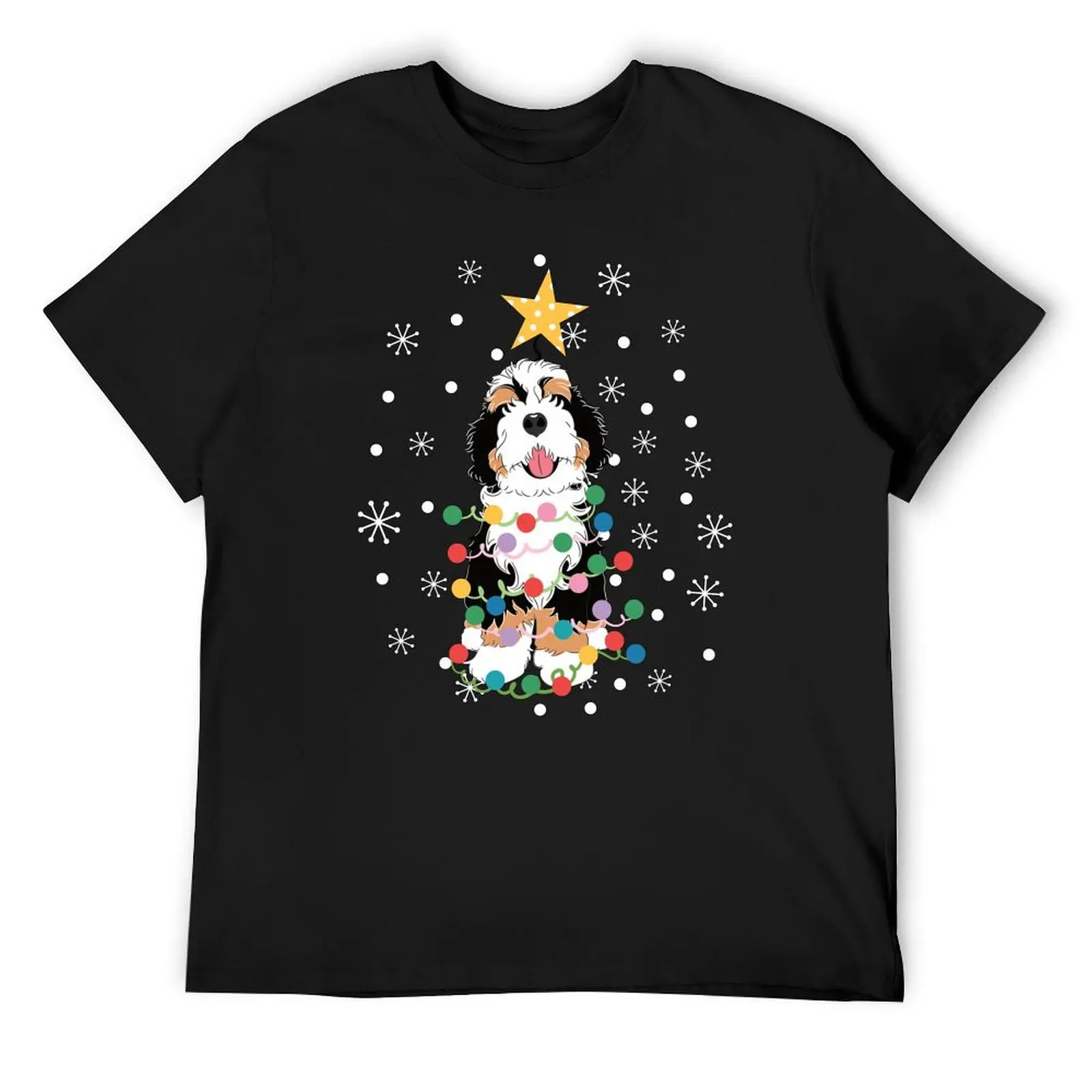 

Tri Color Bernedoodle Christmas Tree T-Shirt heavyweights oversized t shirt kawaii clothes men clothing