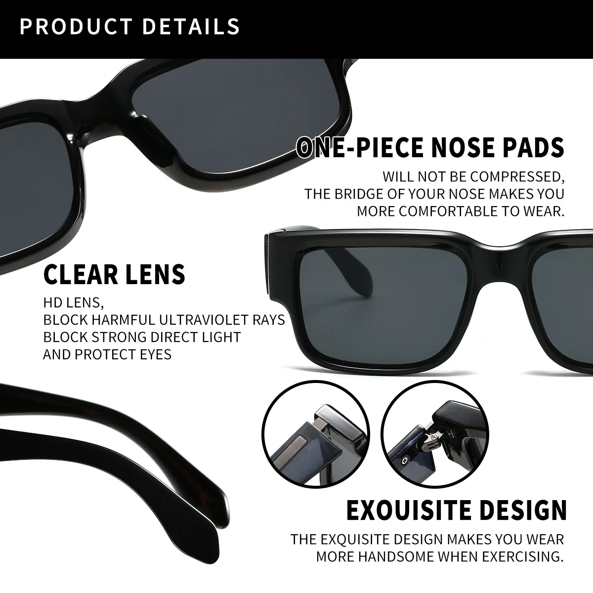 Neue Quadrat Sonnenbrille Männer Luxus Sonnenbrille Frauen Vintage-Mode Gläser Sommer Urlaub Gafas De Sol Hombre Lunette Soleil Femme – Detail 20