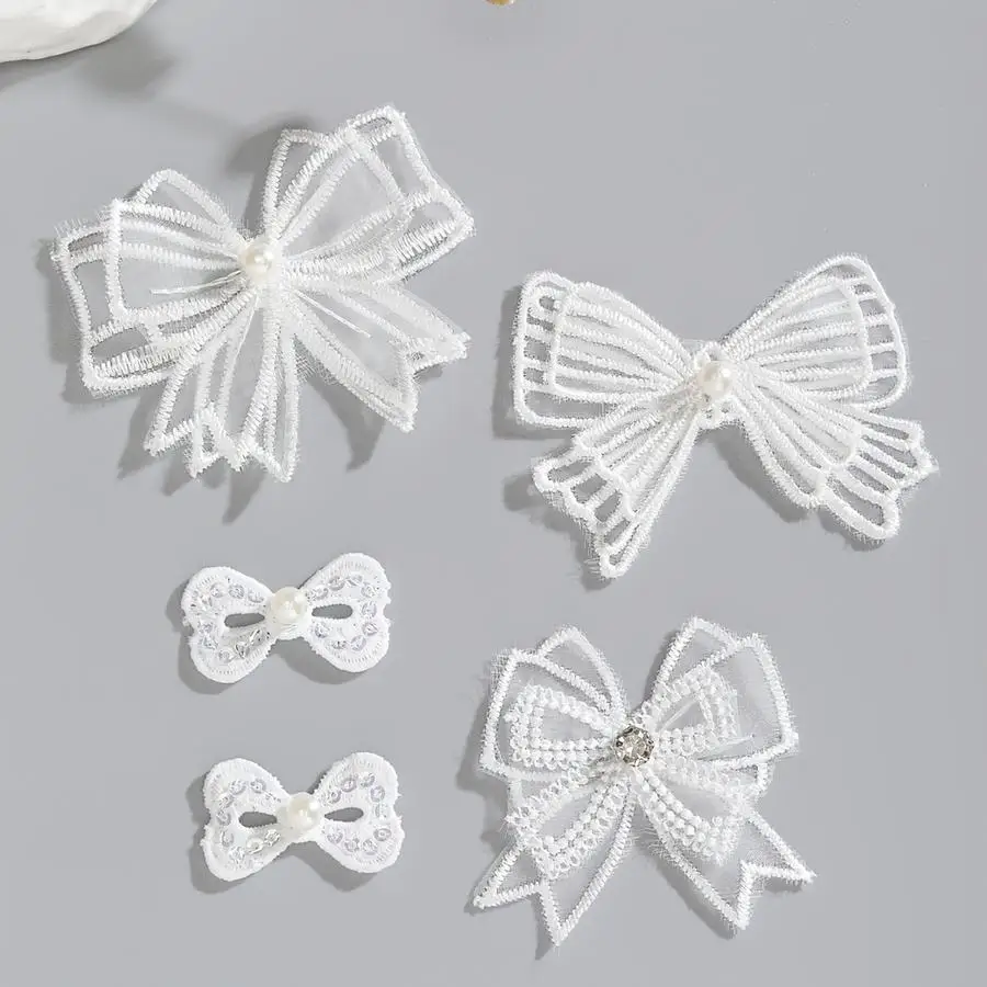 1/5/10/20/50/100pcs Embroidered Applique Flowers Bows Organza Fashion Cloth Patches Decorate Clothes Skirts Mend Holes Patches A
