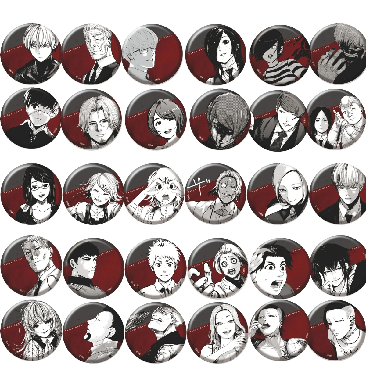 Anime Tokyo Ghoul Goods Republic 6cm Badge Set, Halloween Party Favor, TG, Manga Merch, Clothing Decor Keychain