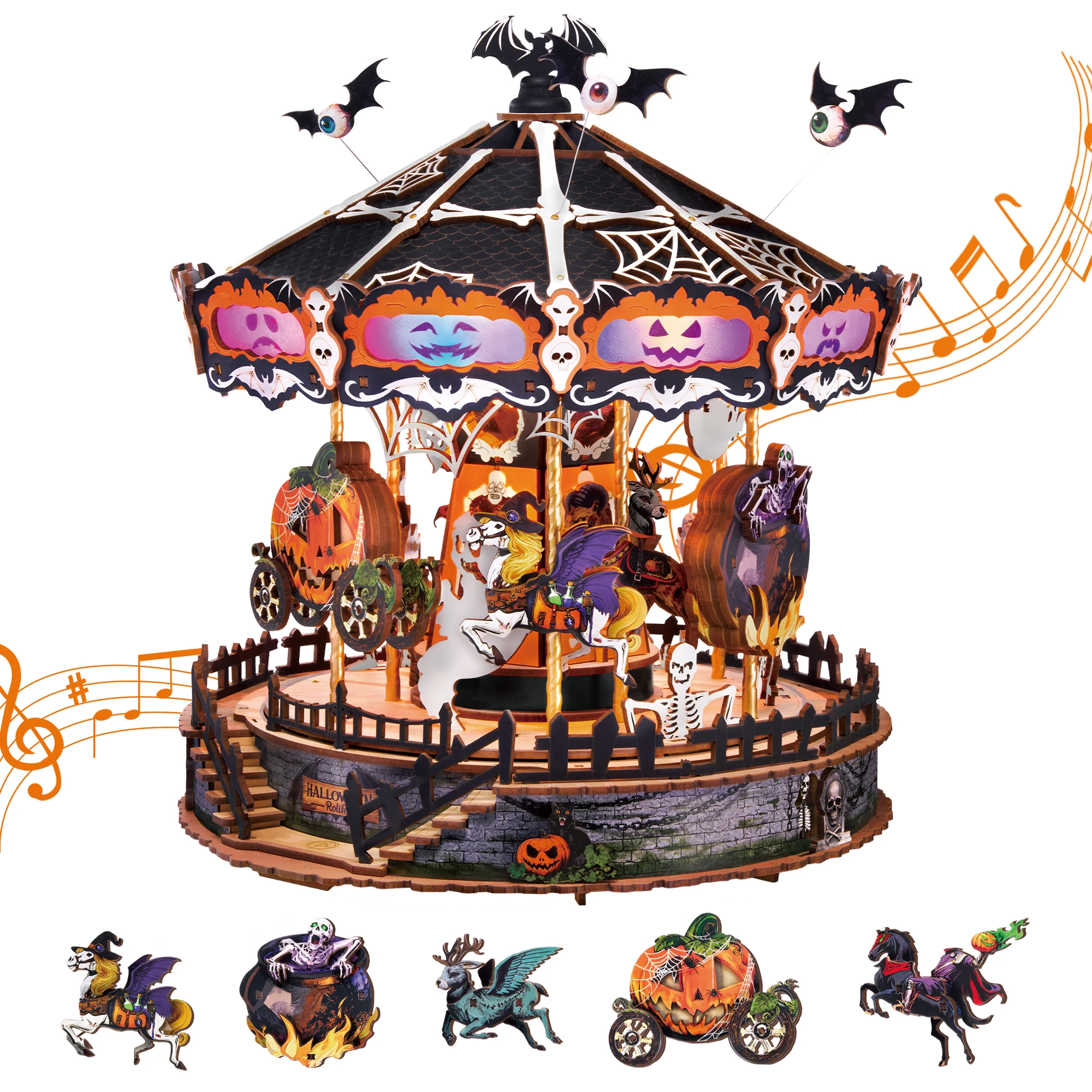 Rolife Musikbox 3D-Puzzle Phantom-Waltz Holzpuzzle-Modellbausatz Heimdekoration Weihnachts- und Geburtstagsgeschenk für Erwachsene