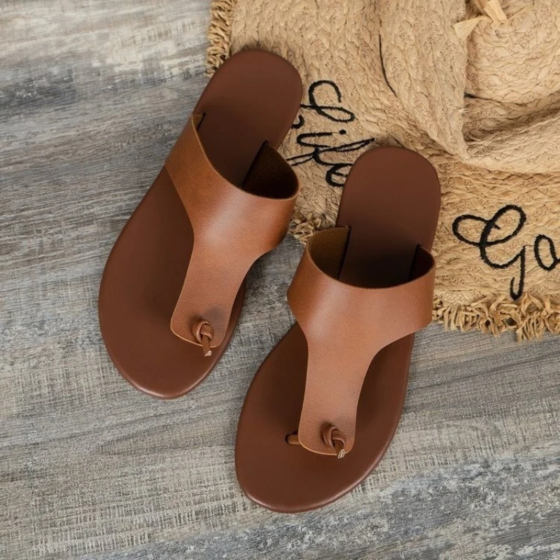 Chinelos de praia casuais para mulheres, sapatos casuais para mulheres, sandálias flip flop, fivela de Roma, slides femininos, novos, verão