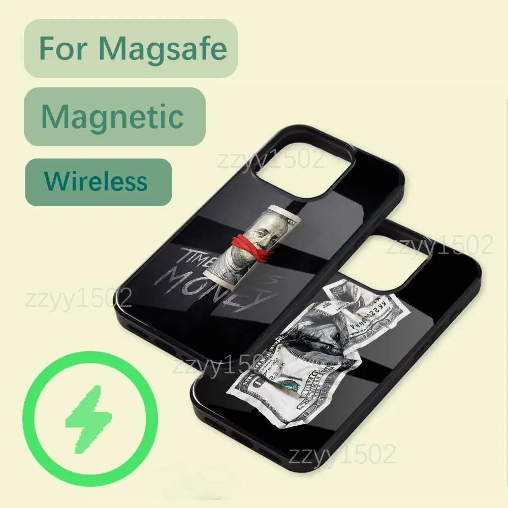 เคสโทรศัพท์ลายเงิน 100 ดอลลาร์ สำหรับ iPhone 17,16,15,14,13,12,11,Pro,Max,Plus,Mini,SE4,E รองรับการชาร์จไร้สาย Magsafe