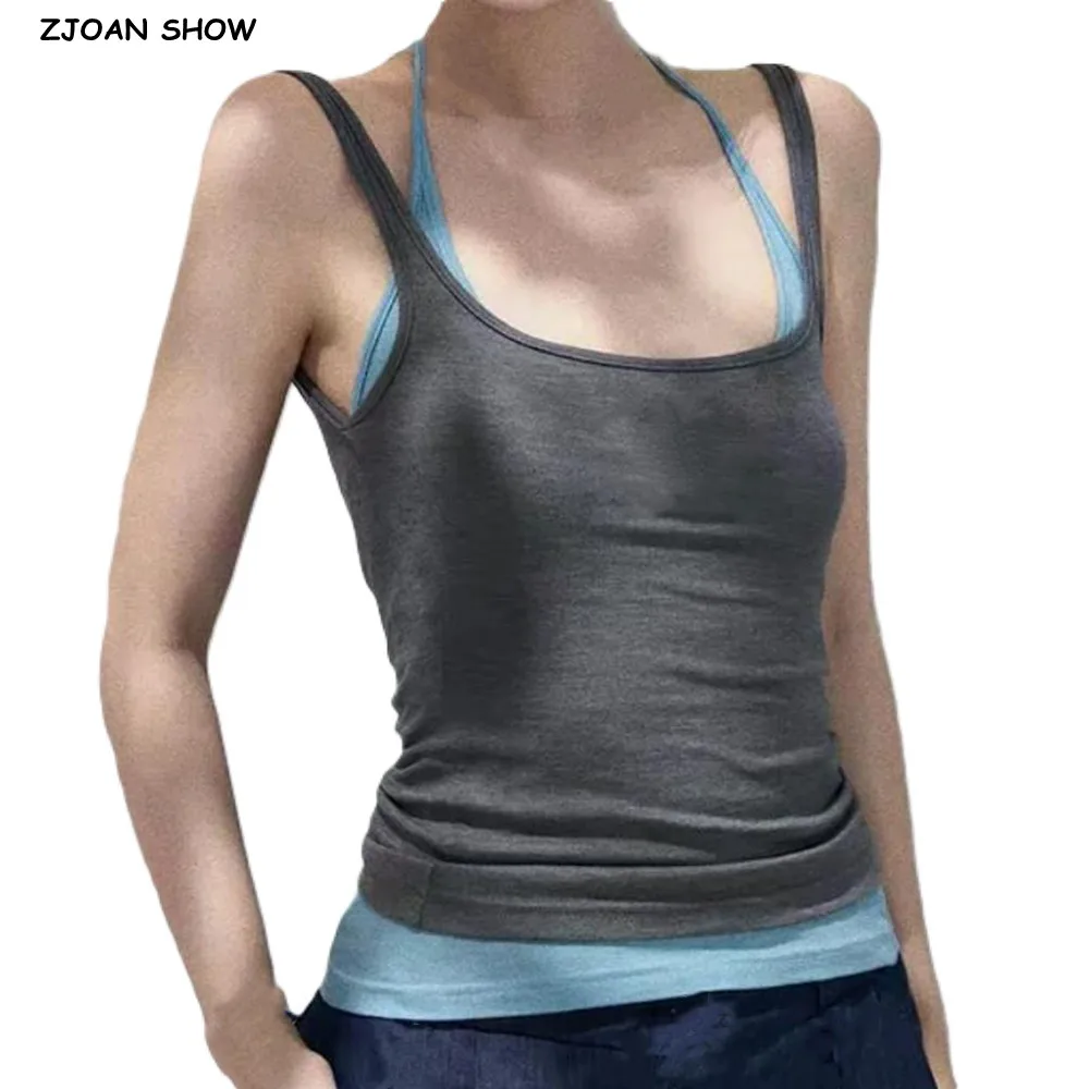 

3 color Flase 2 pieces Bow Lacing Up Bow Halter Jersey Camisole Women Summer Yoga Bra Base Tank Tops Girl Slim Crop Top Grey