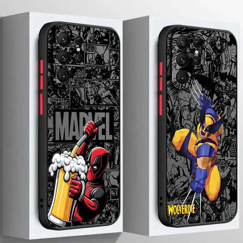 

Wolverine Deadpool Hot Art Phone Case For Samsung S25 S24 S23 S22 S21 S20 S10 S9 Ultra Plus Edge FE 5G Frosted Translucent