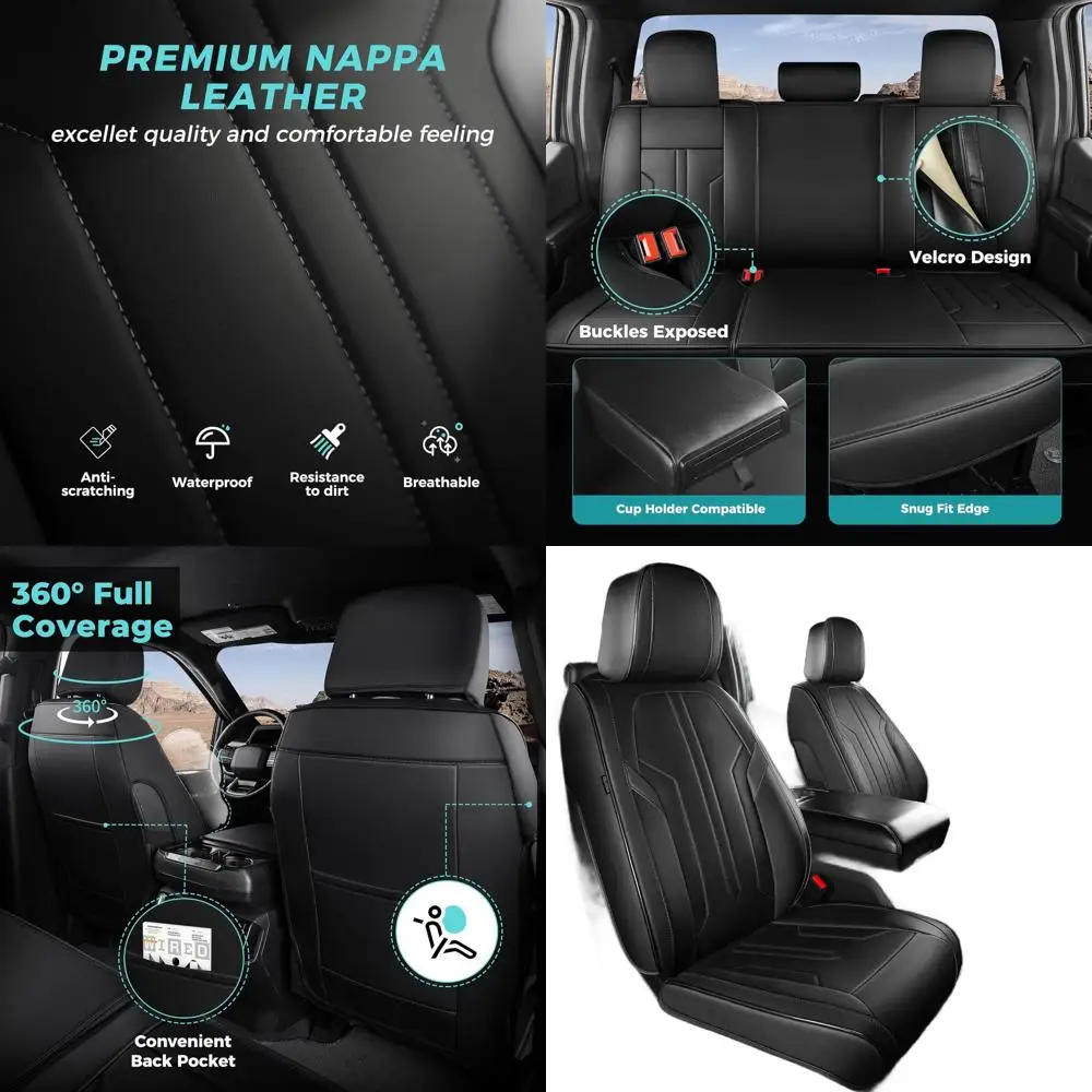

Universal Faux Leather Seat Covers, Waterproof for Ford F150 2009-2025, F250-F450 Crew Cab 2017-2025, Full Set, Black