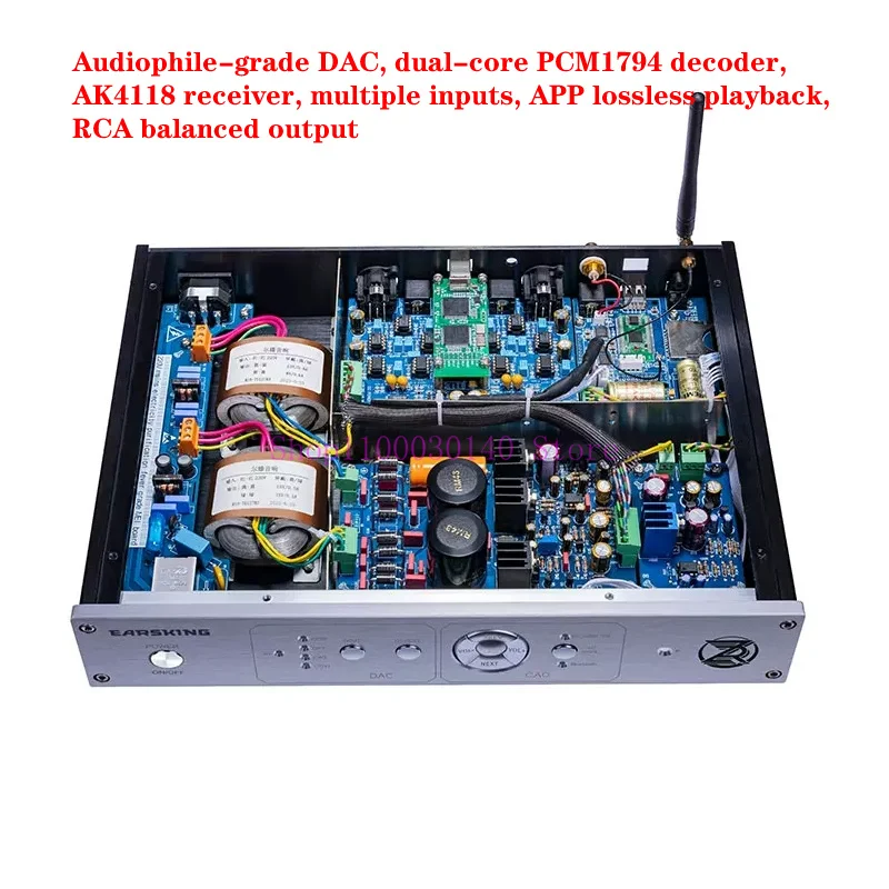 Dual-core PCM1794 decoder, audiophile-grade DAC, AK4118 receiver, multiple inputs, APP lossless playback, RCA balanced output