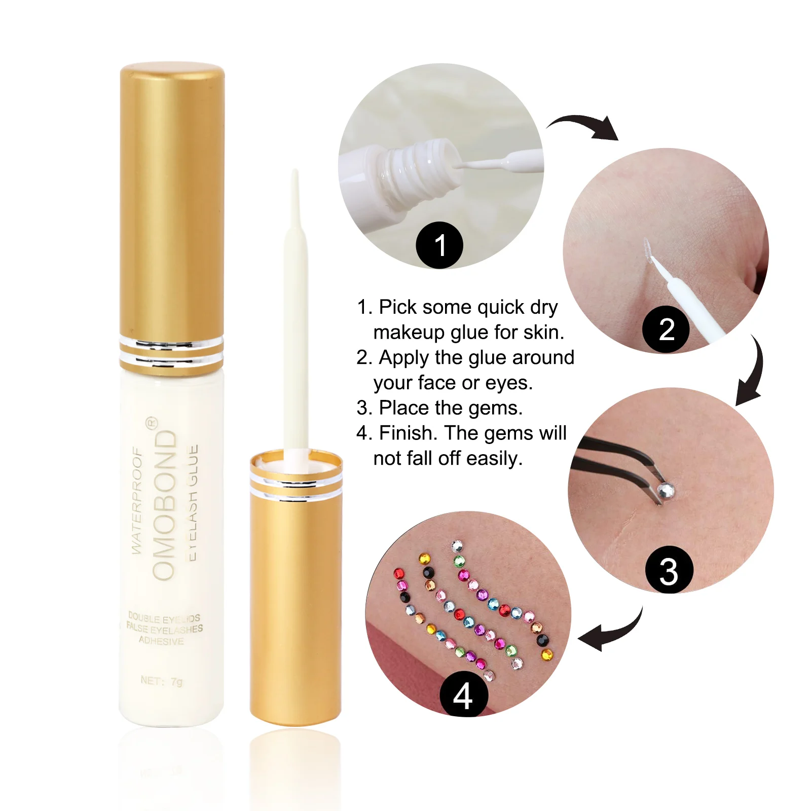 ประกายอัญมณีชุดสติกเกอร์ด้านล่างแบนที่มีสีสัน & AB น้ําเพชรแหนบสําหรับแต่งหน้าเล็บ Art Eye เครื่องประดับ Decora