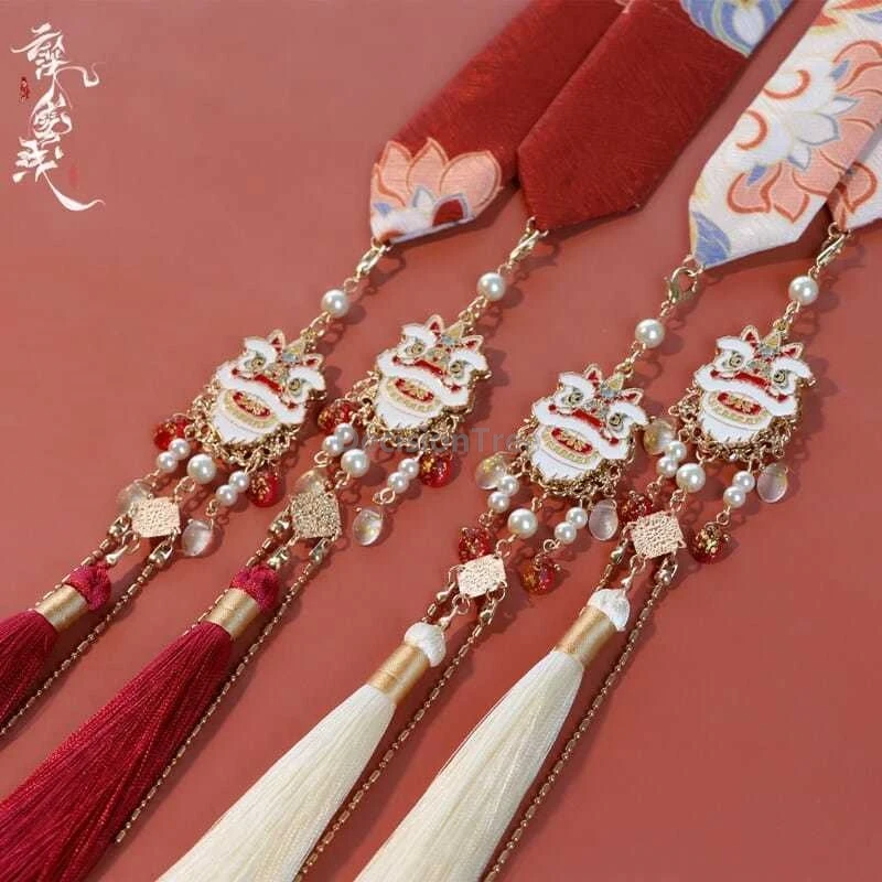 

2025 изысканные ремни для волос ханьфу с принтом, аксессуары для волос в китайском древнем стиле, сладкий яркий дизайн с кисточками, аксессуары ханьфу