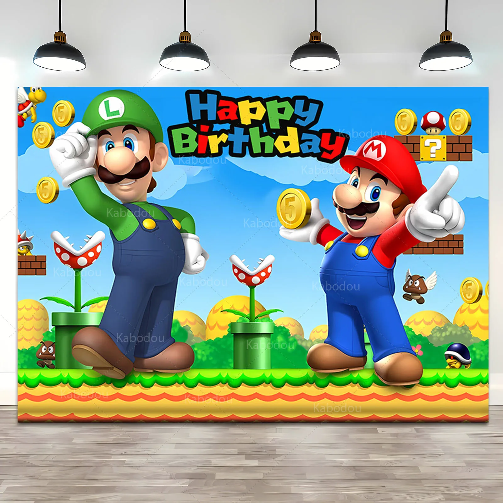 Super Marios Bros Backdrop Decor Boy Birthday Party Photography Background Event Wall Baby Shower Banner Poster Photo Studio