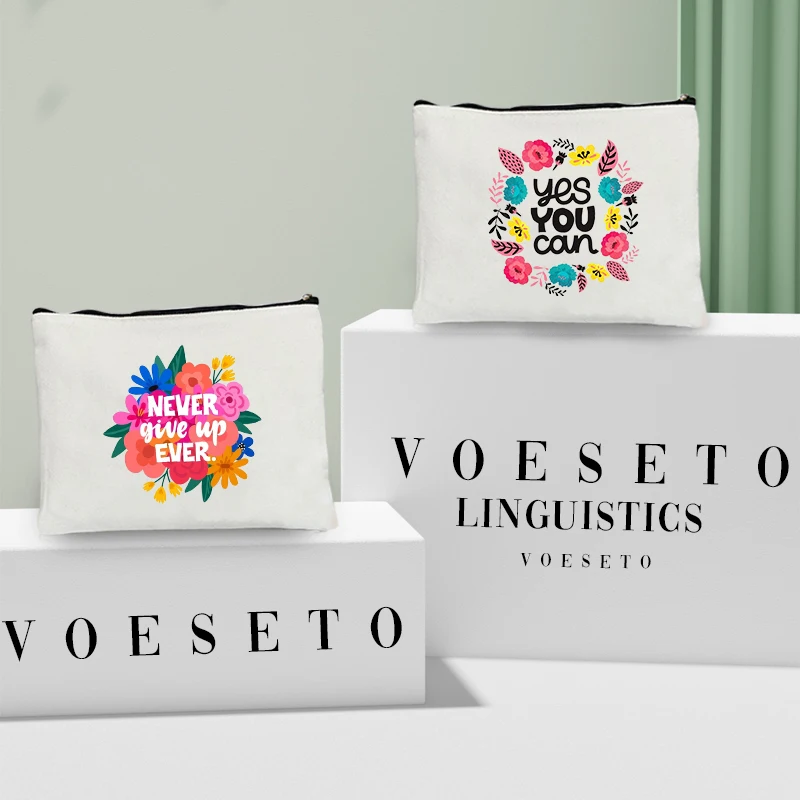 Trendy Cosmetic Case for Women Travel Necessity Floral Makeup Bag Cosmetic Storage Bags Lightweight Vanity Case Positive Clutch